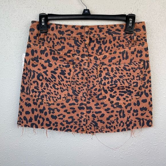 We The Free Denim Pineapple Combo Leopard Print Skirt Size 25 - Picture 4 of 5